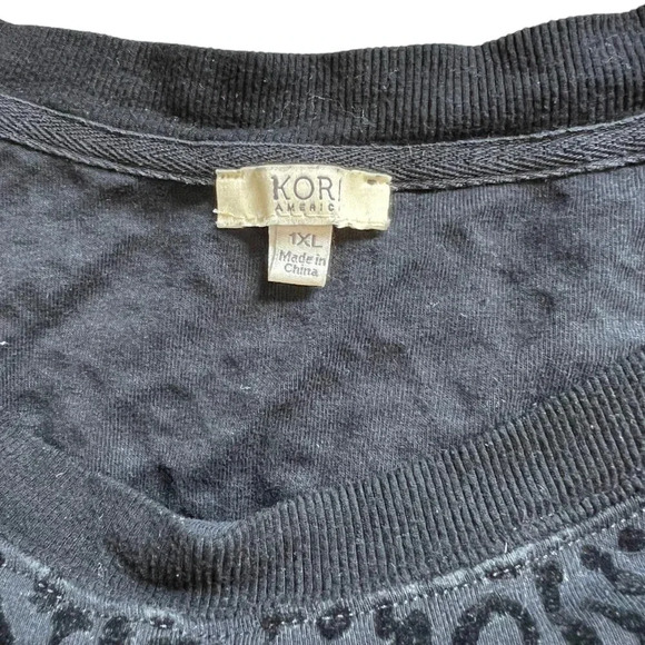 Kori America Black Velvet Leopard Print Sweater 1X - Picture 4 of 4